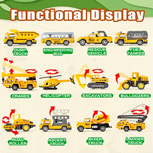 LerBao 25 in 1 Diecast Pull Back Construction Truck Vehicle Toys for 37Year Old Boy Sounds and Lights in Large Carrier Truck Age3 Kids Child Boy Toy Cars Birthday Gifts - Image 5