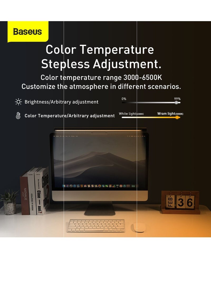 Baseus - Computer Monitor Light Bar, Eye-Care Desk Lamp with Adjustable Backlight for Home Office and Gaming, Stepless Dimming Brightness & Color Temperature, No Screen Glare, LED Monitor Light for Better Visibility, Reduce Eye Strain, USB Powered, Perfect for Work or Study - Image 1