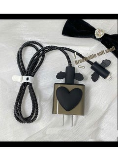 Generic Black Themed Flexible Silicone Cable Protector For iPhone, Touch Comfortable, Reduce The Risk of Fraying and Breaking, Charger Protector Cover Compatible With 18W/20W iPhone Charger (Black)  - Image 2