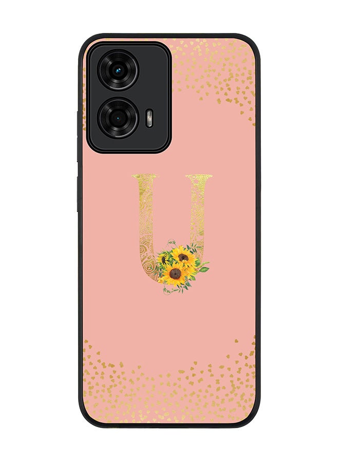 Stylizedd For Motorola Moto G04 / G04s Case,Slim fit Camera Protection, Shockproof Thin Phone cover - Custom Floral Monogram - U (Rose Pink ) - Image 1