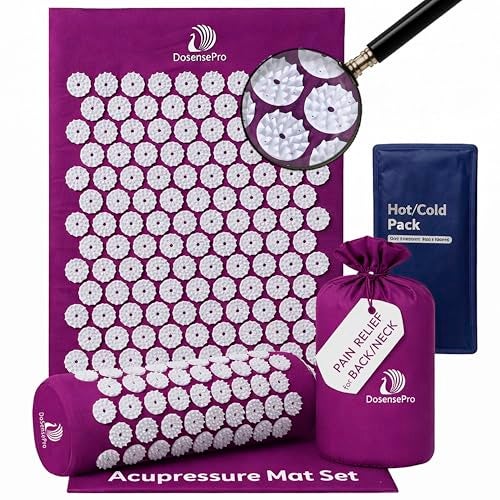 DoSensePro Acupressure Mat Pillow Set Acupressure Therapy for Back and Neck Pain Relief Sciatica and Pressure Point Aches Ideal Acupuncture Mat for Sleeping Aid Recovery Purple - Image 2
