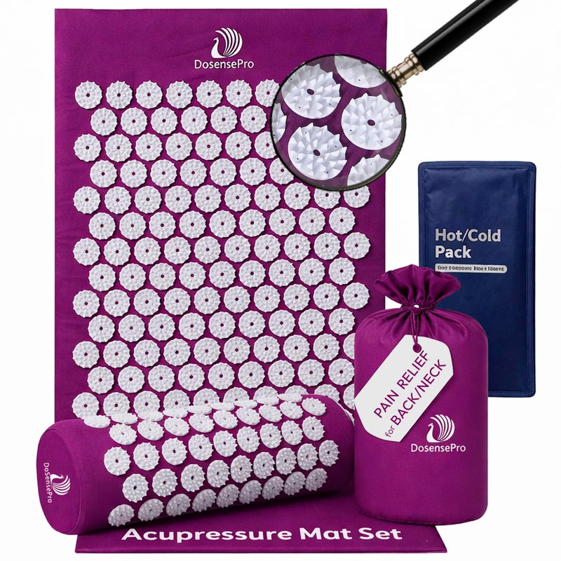 DoSensePro Acupressure Mat Pillow Set Acupressure Therapy for Back and Neck Pain Relief Sciatica and Pressure Point Aches Ideal Acupuncture Mat for Sleeping Aid Recovery Purple - Image 3