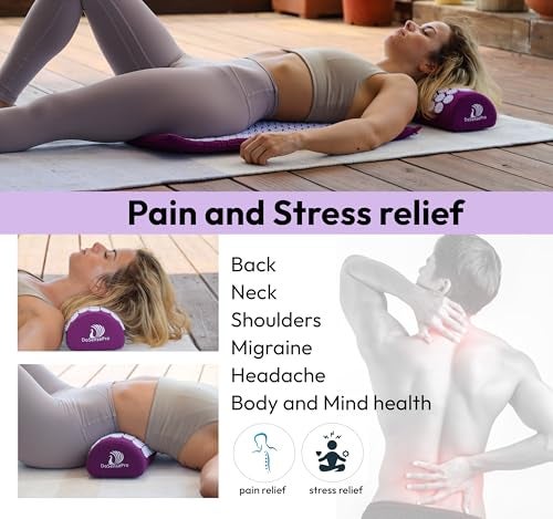 DoSensePro Acupressure Mat Pillow Set Acupressure Therapy for Back and Neck Pain Relief Sciatica and Pressure Point Aches Ideal Acupuncture Mat for Sleeping Aid Recovery Purple - Image 5