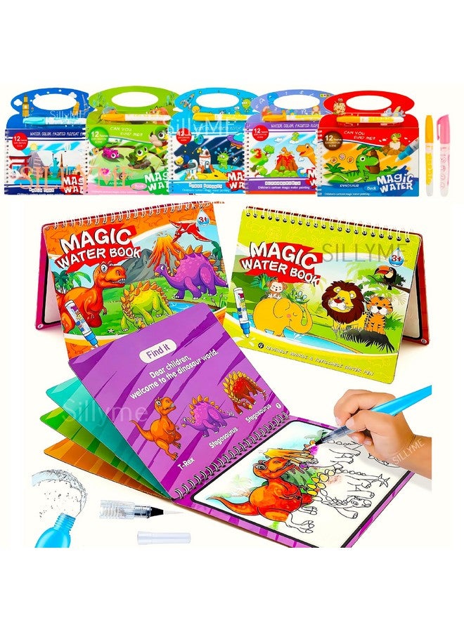 سيلي مي هدايا عيد ميلاد SILLYME لحفلات الأطفال - 3 قطع من كتاب سحري مائي للأطفال - كتاب رسم مائي - مجموعة كتب تلوين ورسم - ألعاب تعليمية - رسومات سريعة الجفاف - Image 1