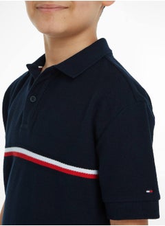 TOMMY HILFIGER Boys' Striped Polo Shirt - Cotton, Blue  - Image 5