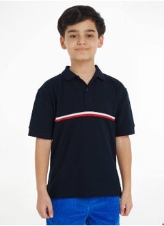 TOMMY HILFIGER Boys' Striped Polo Shirt - Cotton, Blue  - Image 1