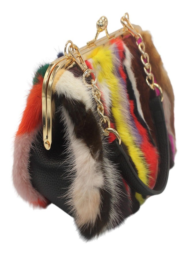 Chunxiao Multicolored Mink Bag - Unique Pattern, Dual Straps, Chain & Clasp - A/W Collection (Rainbow Rhapsody) - Image 1