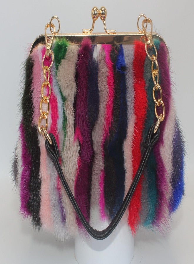 Chunxiao Multicolored Mink Bag - Unique Pattern, Dual Straps, Chain & Clasp - A/W Collection (Rainbow Rhapsody) - Image 4