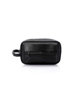 M&O Faux Leather Handbag With An External Pocket - Black  - Image 1