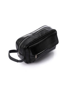 M&O Faux Leather Handbag With An External Pocket - Black  - Image 3