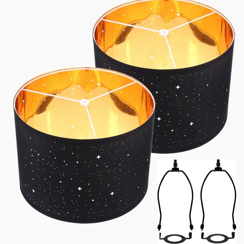 2 Sets of Fabric Lampshade for Table Lamp Floor Lamp American Style Lampshade with Lampshade Harp Stand E26 UNO Hole - Image 4