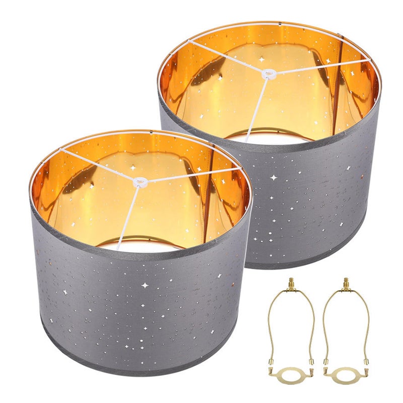 2 Sets of Fabric Lampshade for Table Lamp Floor Lamp American Style Lampshade with Lampshade Harp Stand E26 UNO Hole - Image 1