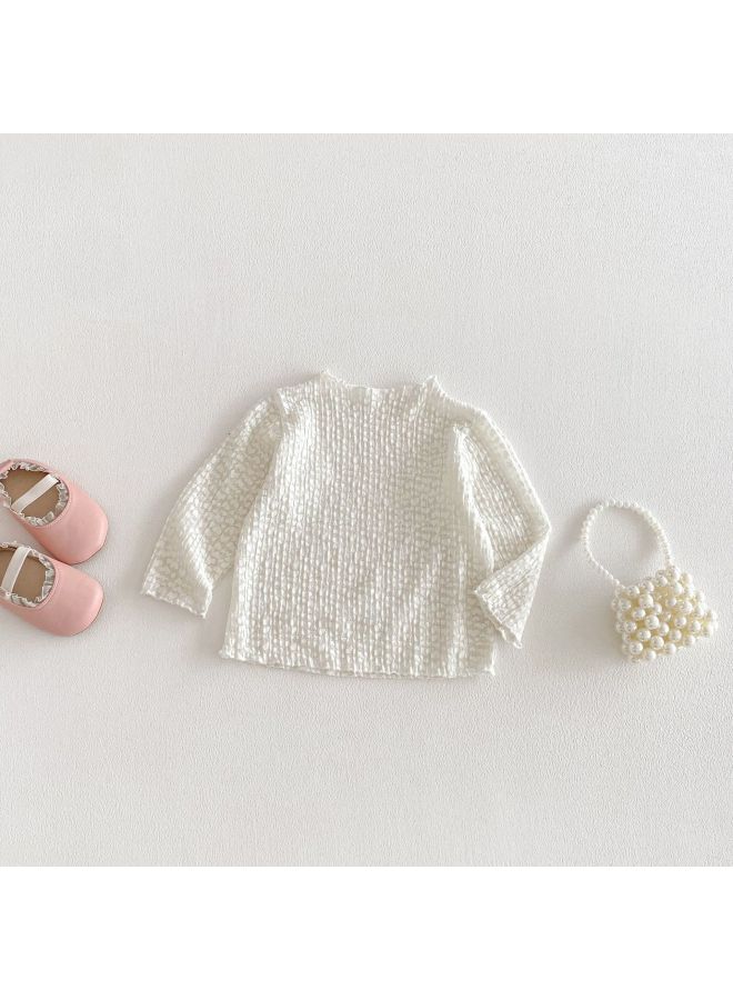 【no Returns Or Exchanges】girls Korean Style Base Layer 2026 New Spring Baby Fashion Jacquard Heart T-shirt Inner Wear