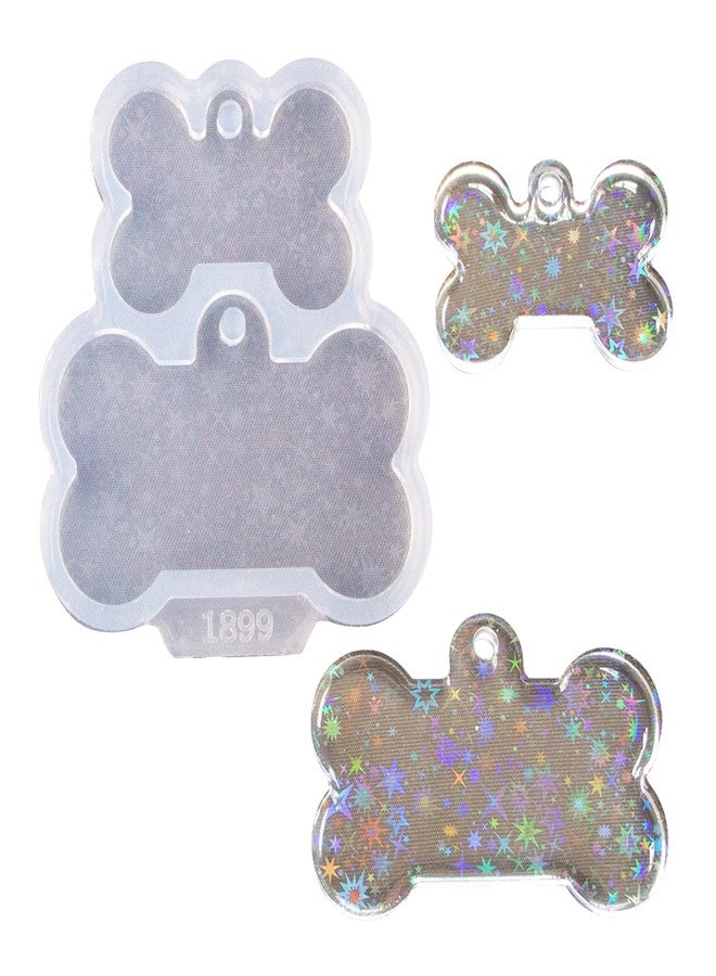 Angel Wings Cute Dog Bone Shape Silicone Mold Holographic Resin Molds for DIY Pet Tag Keychain Pendant Charm Crafts - Image 1