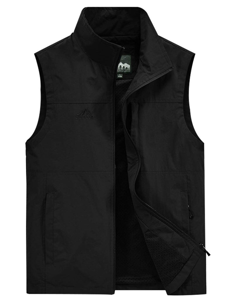 Gihuo Men's Fishing Vest Utility Vest Casual Outdoor Quick Dry Safari Travel Golf Vest Work Vest(Black-XL) - Image 1