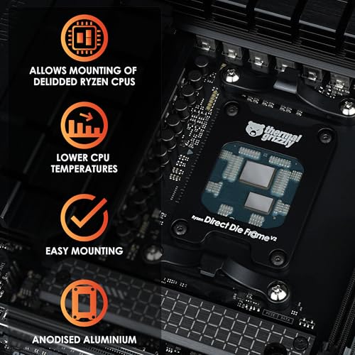 Thermal Grizzly Direct Die Frame Ryzen 7000 V2 - Increased Compatibility - for Mounting Ryzen 7000 CPU Processors Without The Integrated Heatspreader - Made in Germany - Image 2