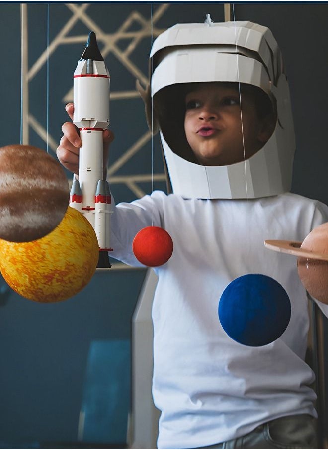 Solar System Making Kit, DIY Arts and Crafts Science Kit STEM Educational Planets Model Space Decor for Kids, Easy to Hang and Assemble, Space Planet Discovery Toy with Paint and Brushes