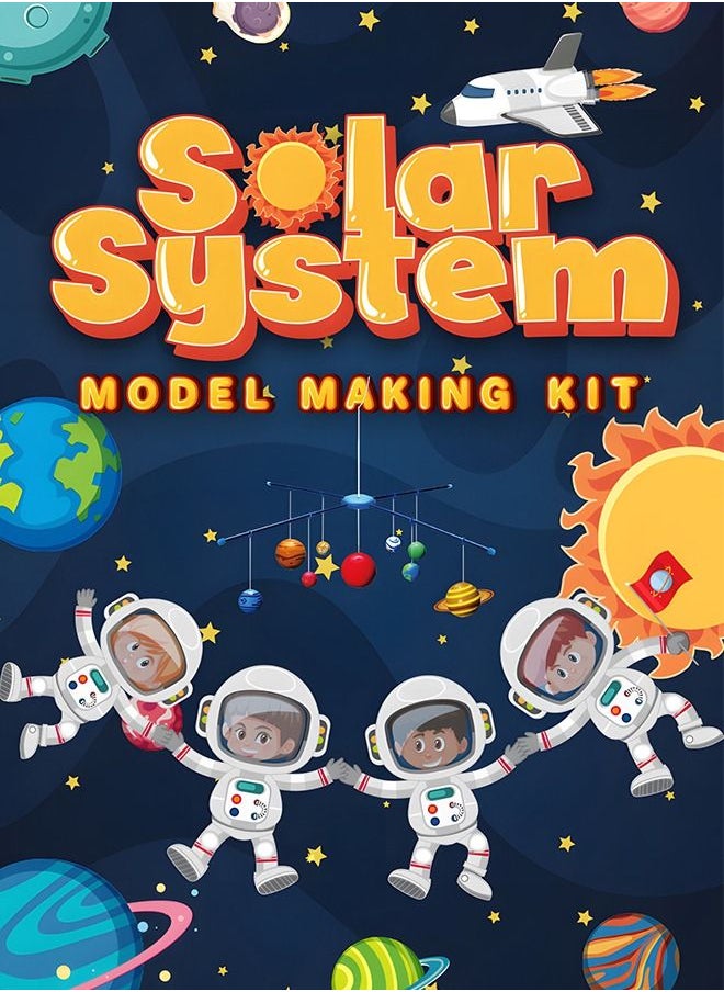 Solar System Making Kit, DIY Arts and Crafts Science Kit STEM Educational Planets Model Space Decor for Kids, Easy to Hang and Assemble, Space Planet Discovery Toy with Paint and Brushes