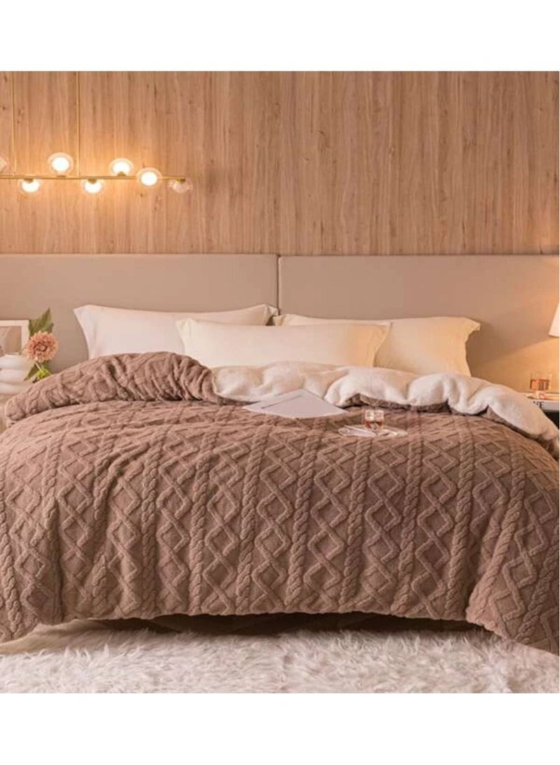DubaiGallery Winter Double Layer Thick Blanket Soft Warm Sherpa Wool Blankets Geometric Plaid Taff Cashmere Lamb Throw Blanket Girls Gift  - Image 2