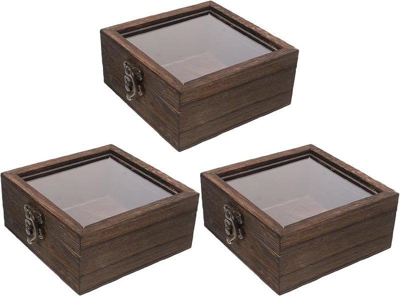 إطار صندوق الظل الخشبي 3.93 × 3.93 × 1.97 بوصة مع غطاء لحالات العرض لباقات التخرج والفراشات - Image 2