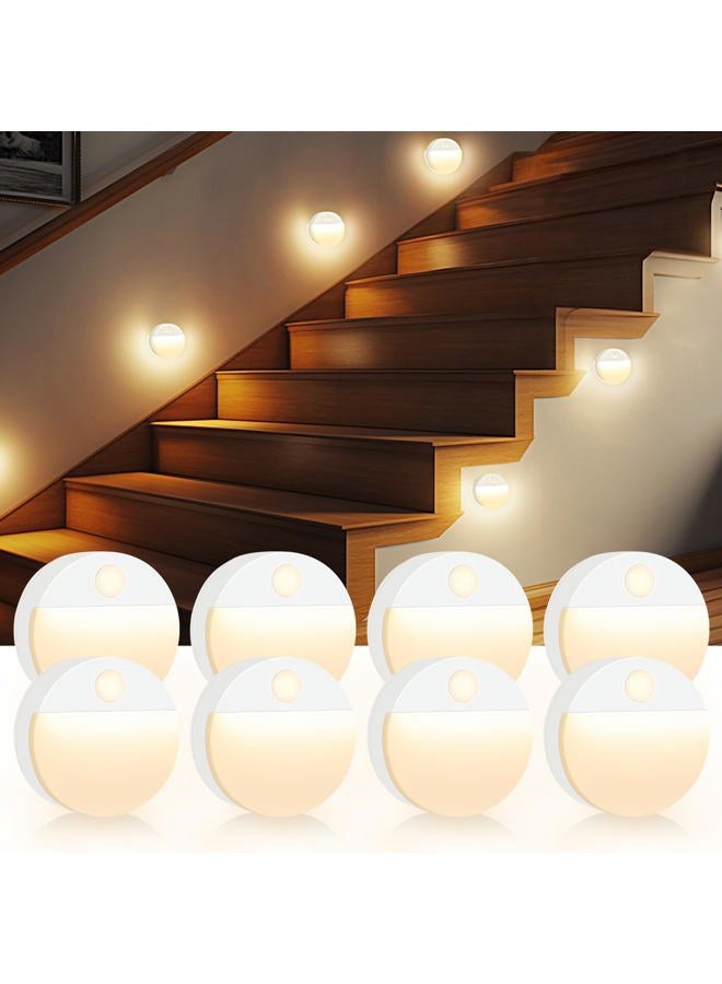 Guankai 8 Pack Motion Sensor Stair Light for Indoor, Battery Operated Night Lights, Led Stick On Puck Lighting Closet Lamp, Motion Activated Lamps for Step, Cabinet, Hallway, Bathroom - Image 1