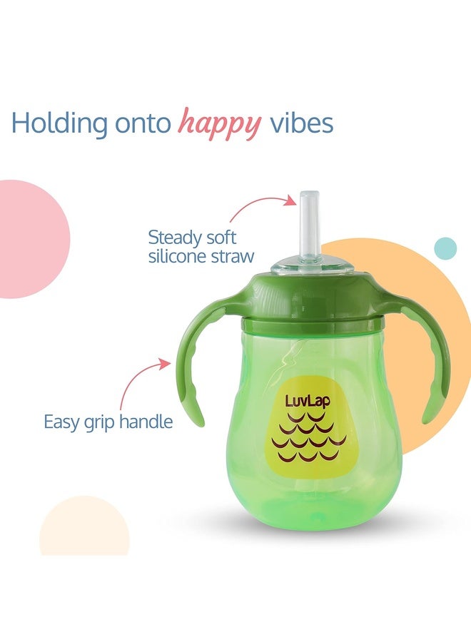 Luvlap Clever Frog Sipper for Infant/Toddler 280ml, Anti-Spill Sippy Cup with Soft Silicone Straw BPA Free, 12m+ (Green) - Image 3