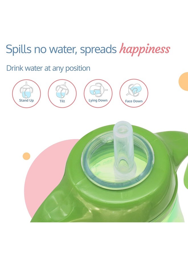 Luvlap Clever Frog Sipper for Infant/Toddler 280ml, Anti-Spill Sippy Cup with Soft Silicone Straw BPA Free, 12m+ (Green) - Image 4