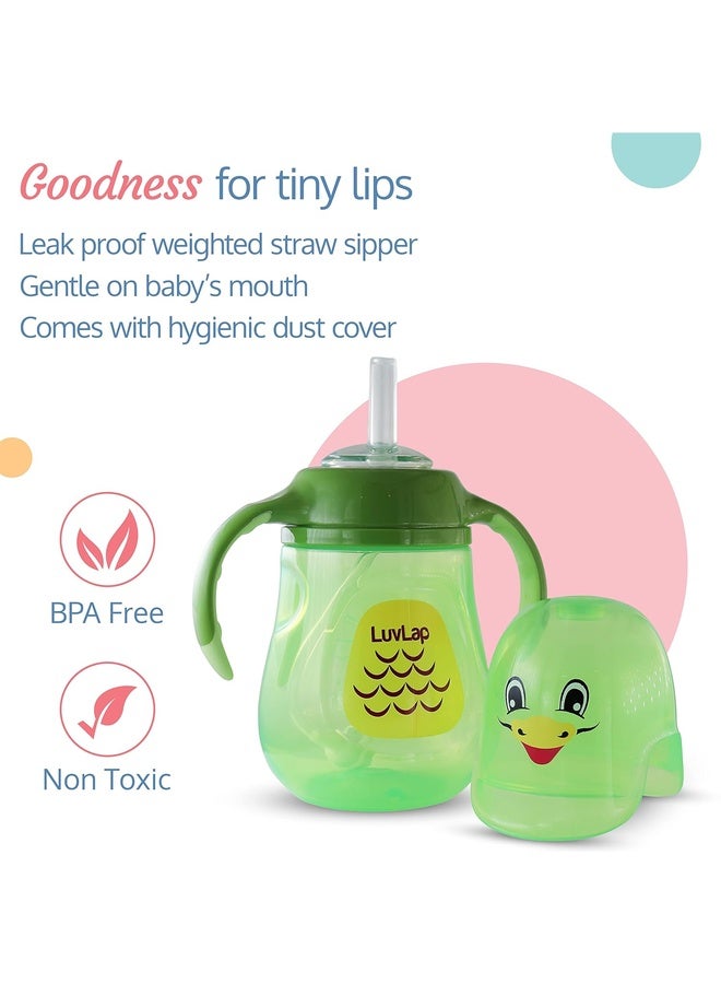 Luvlap Clever Frog Sipper for Infant/Toddler 280ml, Anti-Spill Sippy Cup with Soft Silicone Straw BPA Free, 12m+ (Green) - Image 2
