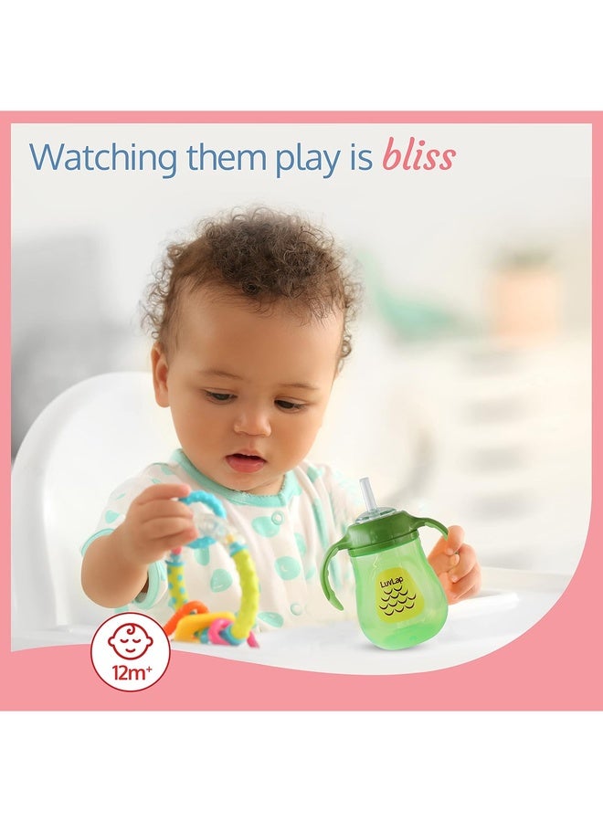 Luvlap Clever Frog Sipper for Infant/Toddler 280ml, Anti-Spill Sippy Cup with Soft Silicone Straw BPA Free, 12m+ (Green) - Image 5