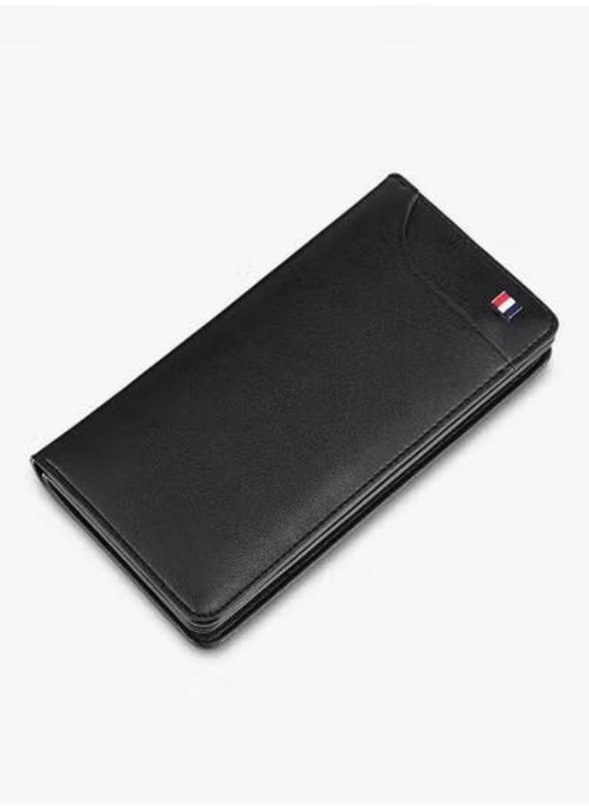 Generic - Leather Wallet for Men with zipper,  Casual Business Man Wallet with Separate ID Card window Cartera, Large Capacity Organizer Accordion Wallet (black) - Image 1