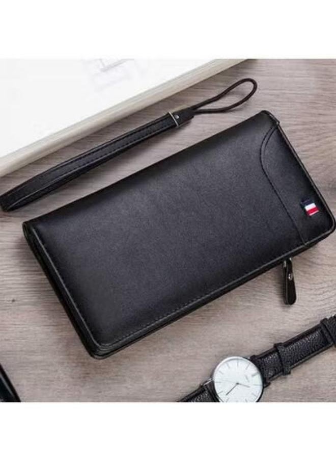 Generic - Leather Wallet for Men with zipper,  Casual Business Man Wallet with Separate ID Card window Cartera, Large Capacity Organizer Accordion Wallet (black) - Image 1