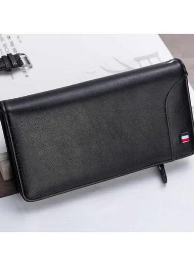Generic - Leather Wallet for Men with zipper,  Casual Business Man Wallet with Separate ID Card window Cartera, Large Capacity Organizer Accordion Wallet (black) - Image 1