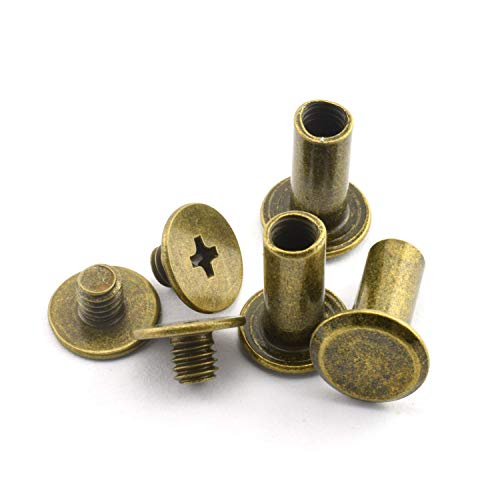 LQ Industrial 50pcs Chicago Screw Cross Head Phillips Drive Binding Screws Rivet Book Binding DIY Leather Craft Assembly Bolt 5x10mm Bronze - Image 5
