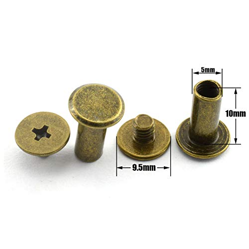 LQ Industrial 50pcs Chicago Screw Cross Head Phillips Drive Binding Screws Rivet Book Binding DIY Leather Craft Assembly Bolt 5x10mm Bronze - Image 2