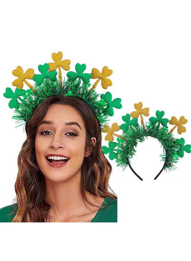 Foyte St. Patrick'S Day Shamrock Headband Clover Irish Day Hairband Tinsel Green Headpiece Hair Accessories Women For Party Cosplay Costumes - Image 1