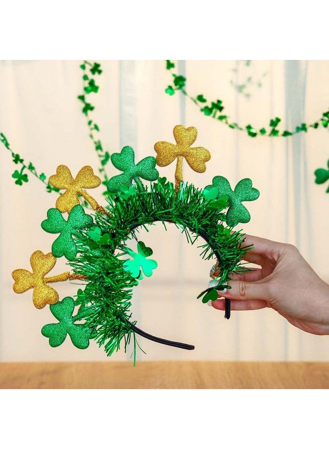Foyte St. Patrick'S Day Shamrock Headband Clover Irish Day Hairband Tinsel Green Headpiece Hair Accessories Women For Party Cosplay Costumes - Image 2