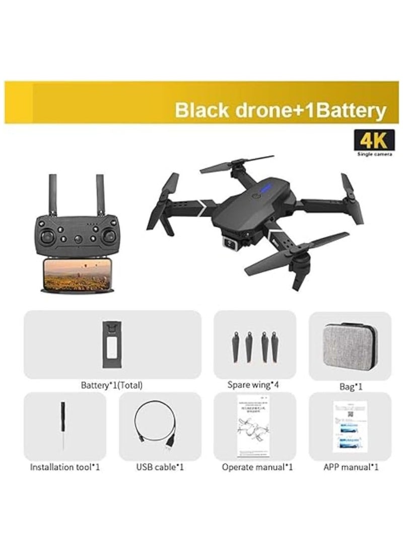 Foldable Quadcopter E88 Pro Max Drone with 4K Dual Camera for Adults, Remote Control Drone with Gesture Selfie, 3D Flips, Waypoint Flight, Altitude Hold, Long Control Range, Battery and Carrying Bag, Perfect Gift for Boys, Girls and Beginners