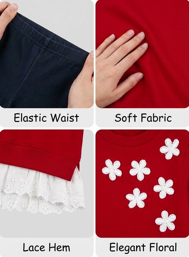 BOMDEALS بوم ديلز: طقم ملابس رائع ولطيف للفتيات الصغيرات، قطعتان، أحمر/F، مقاس 4T - Image 4