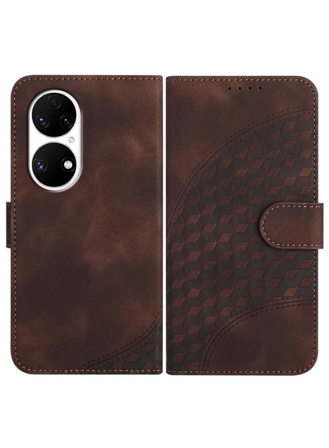 Zaboon Case For Huawei P50 Elephant Head Embossed Phone Leather Case with Lanyard - Image 1