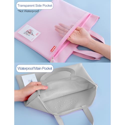 Pendancy Mesh Zipper Pouch 11x13.7 in, Large Double Pocket Waterproof File Bag with Handle, A4 Size Foldable Document Storage for Puzzle Project/Cross Stitch/Travel/Office（Gray） - Image 4