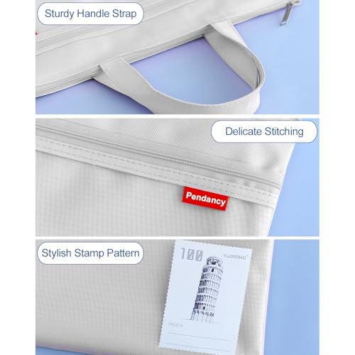Pendancy Mesh Zipper Pouch 11x13.7 in, Large Double Pocket Waterproof File Bag with Handle, A4 Size Foldable Document Storage for Puzzle Project/Cross Stitch/Travel/Office（Gray） - Image 5