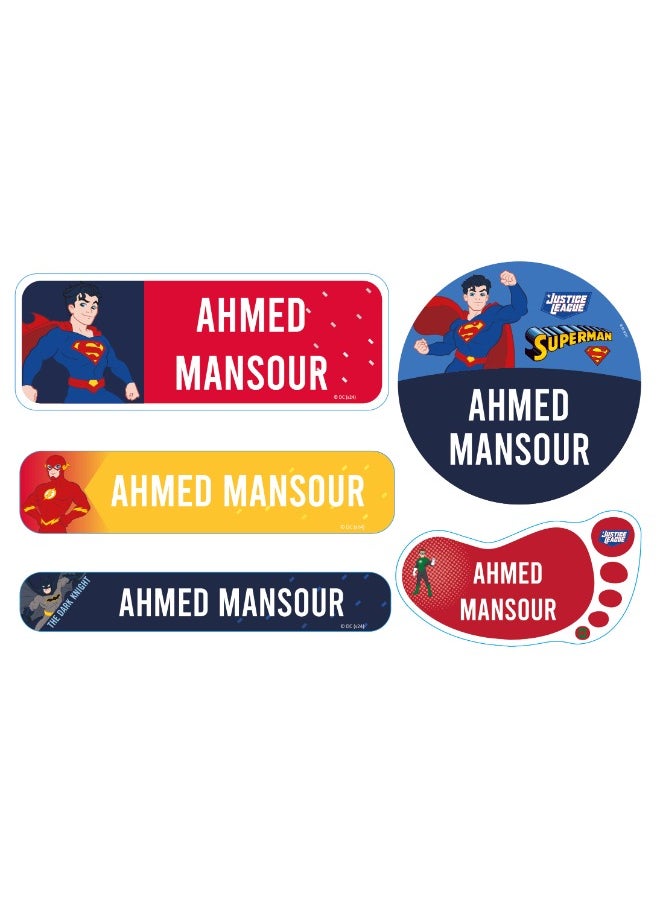 Essmak Batman Personalized Waterproof Name Labels for Kids – Set of 74 Custom Stickers for School Supplies, Lunch Boxes, Clothes and Toys  - Image 1