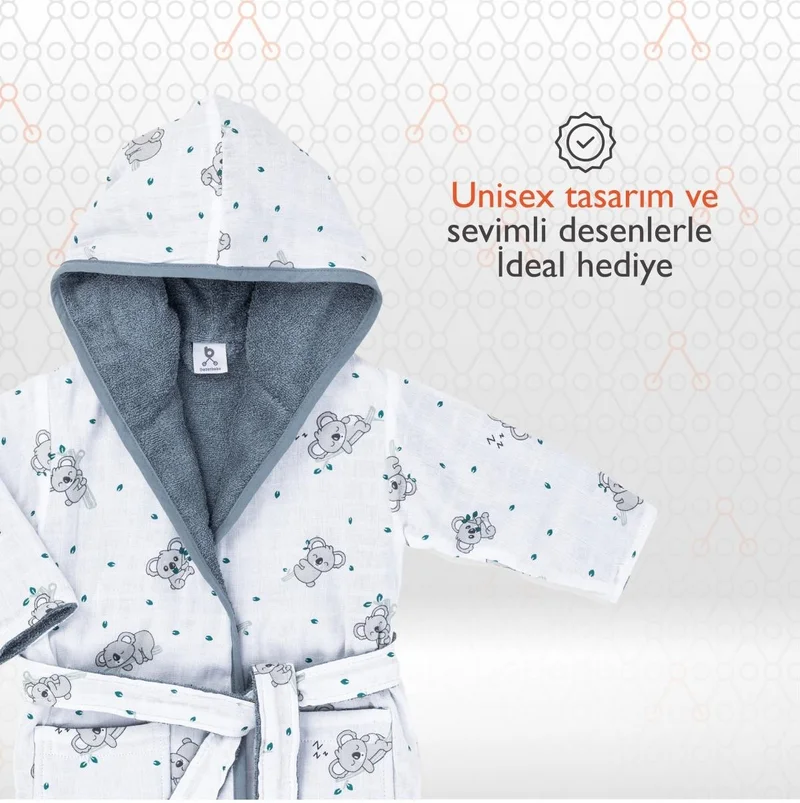 Gezenbebe Hero Patterned Muslin & Towel Baby Child Bathrobe Koala