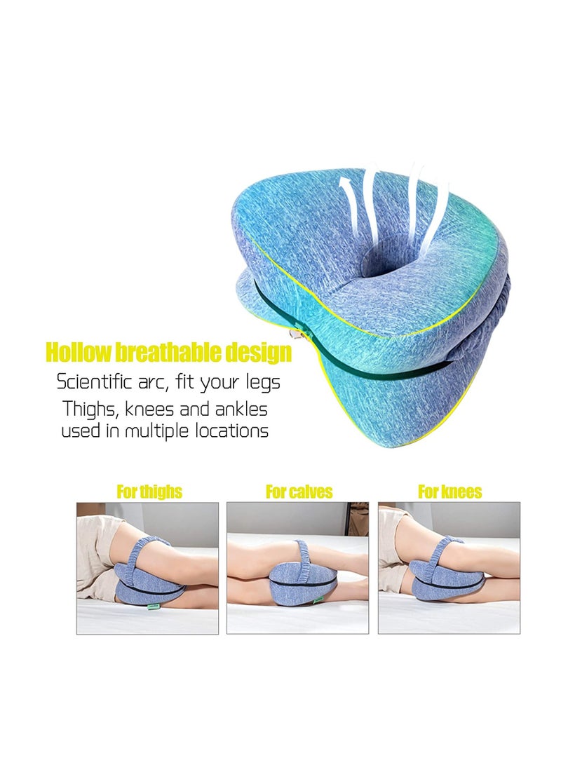 Excefore Knee Pillow for Side Sleepers with Elastic Strap, Memory Foam Leg Pillow, Ideal for Spine Alignment, Hip, Back & Joint Pain Relief , for Better Sleeping with Breathable & Washable Cover - Image 2