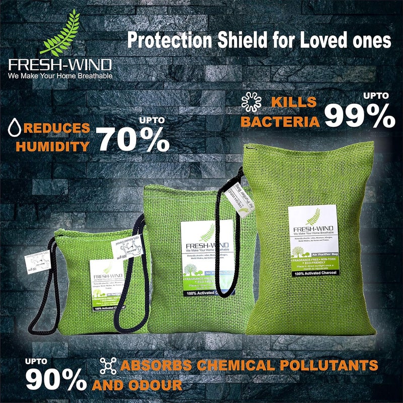 FRESHWIND NonElectric Activated Charcoal Air Purifier Deodorizer odour Absorber and Dehumidifier Granule Unscented500g - Image 3