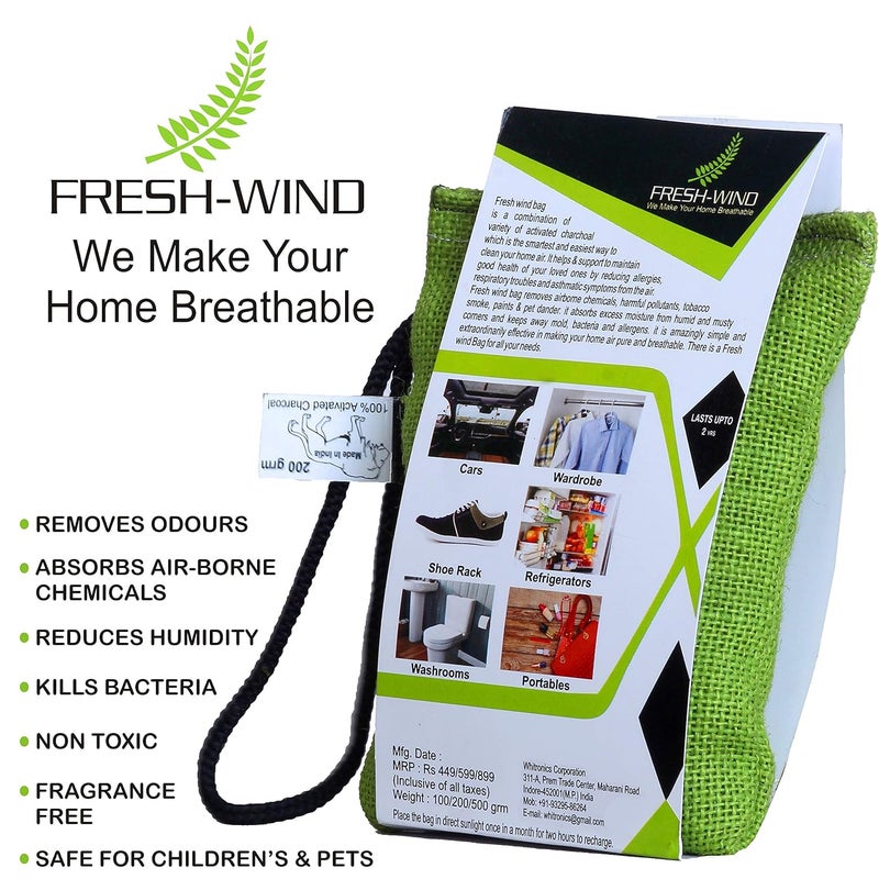 FRESHWIND NonElectric Activated Charcoal Air Purifier Deodorizer odour Absorber and Dehumidifier Granule Unscented500g - Image 2