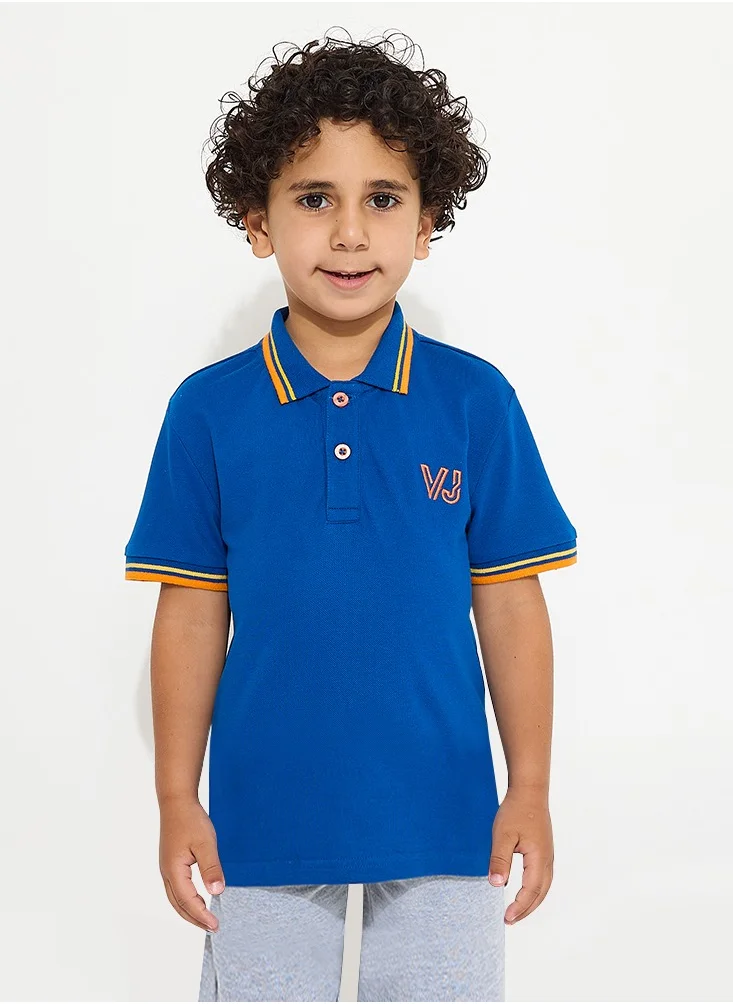 فكتور اند جين Junior Boys Solid -Polo T-shirt - Blue