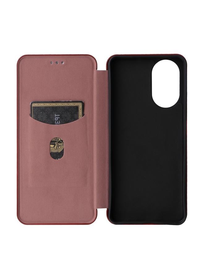 اس-توب جراب هاتف Realme C67 4G مصنوع من ألياف الكربون والجلد القابل للطي - Image 4