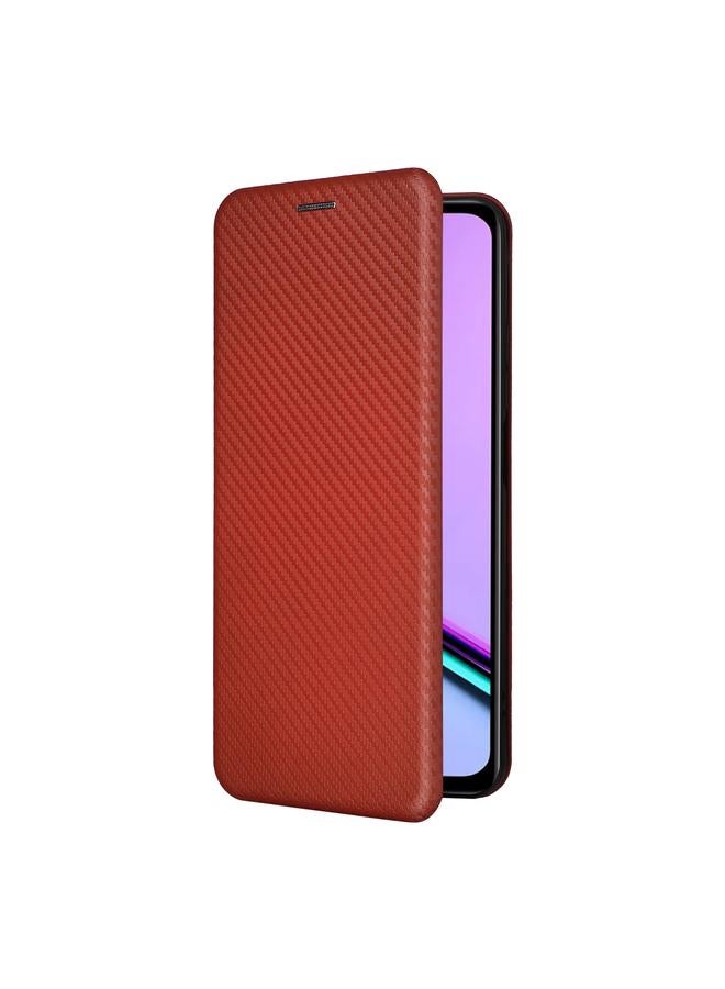 اس-توب جراب هاتف Realme C67 4G مصنوع من ألياف الكربون والجلد القابل للطي - Image 2