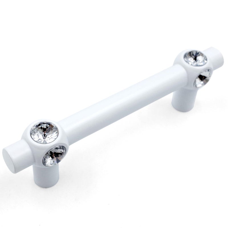 JETLAND Cabinet Drawer Crystal Pulls 4Pack White with Clear Glass 3 Hole Centers Shining Cross Cabinet Handles for Dresser Nightstand Furniture PW6733WW076 - Image 2